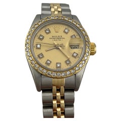 Rolex Lady Datejust 69173 26mm Champagne Diamond Dial and Bezel 18k Gold Steel