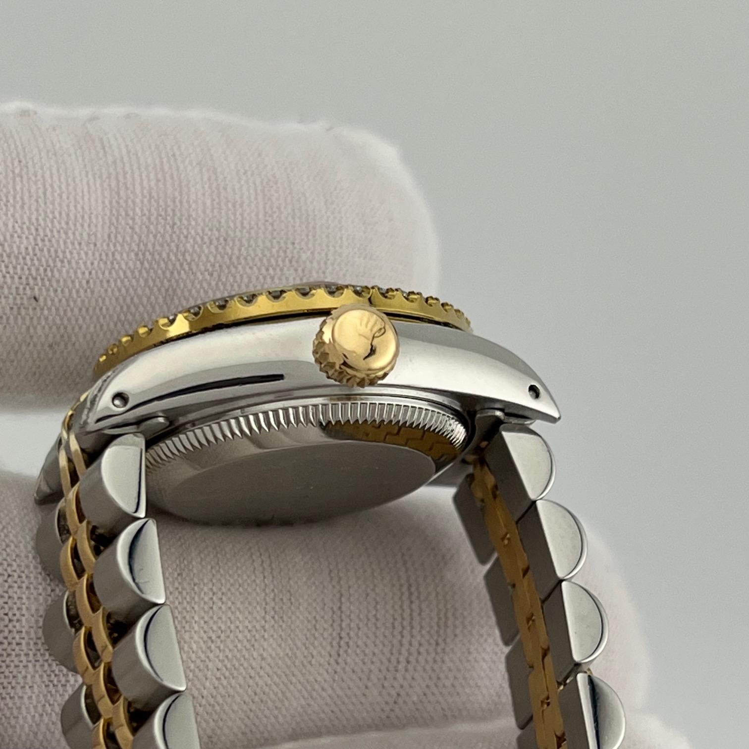 Rolex Lady Datejust 69173 26mm Perlmutt Zifferblatt Diamant Lünette 18k Gold Stahl im Angebot 2