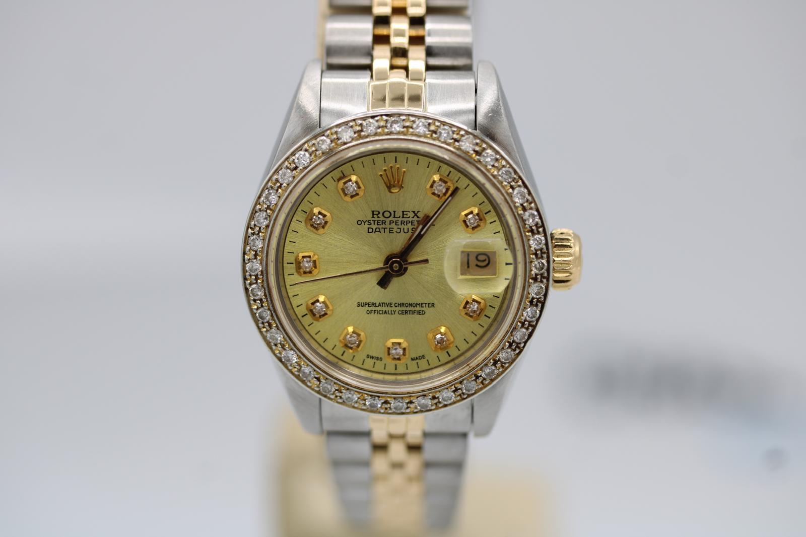 Women's Rolex Lady Datejust 69173  Custom Diamond Dial & Bezel  1990  Boxed For Sale