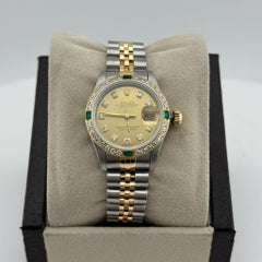Rolex Lady Datejust 69173 Diamond Emerald Bezel Diamond Dial Steel 18K Gold