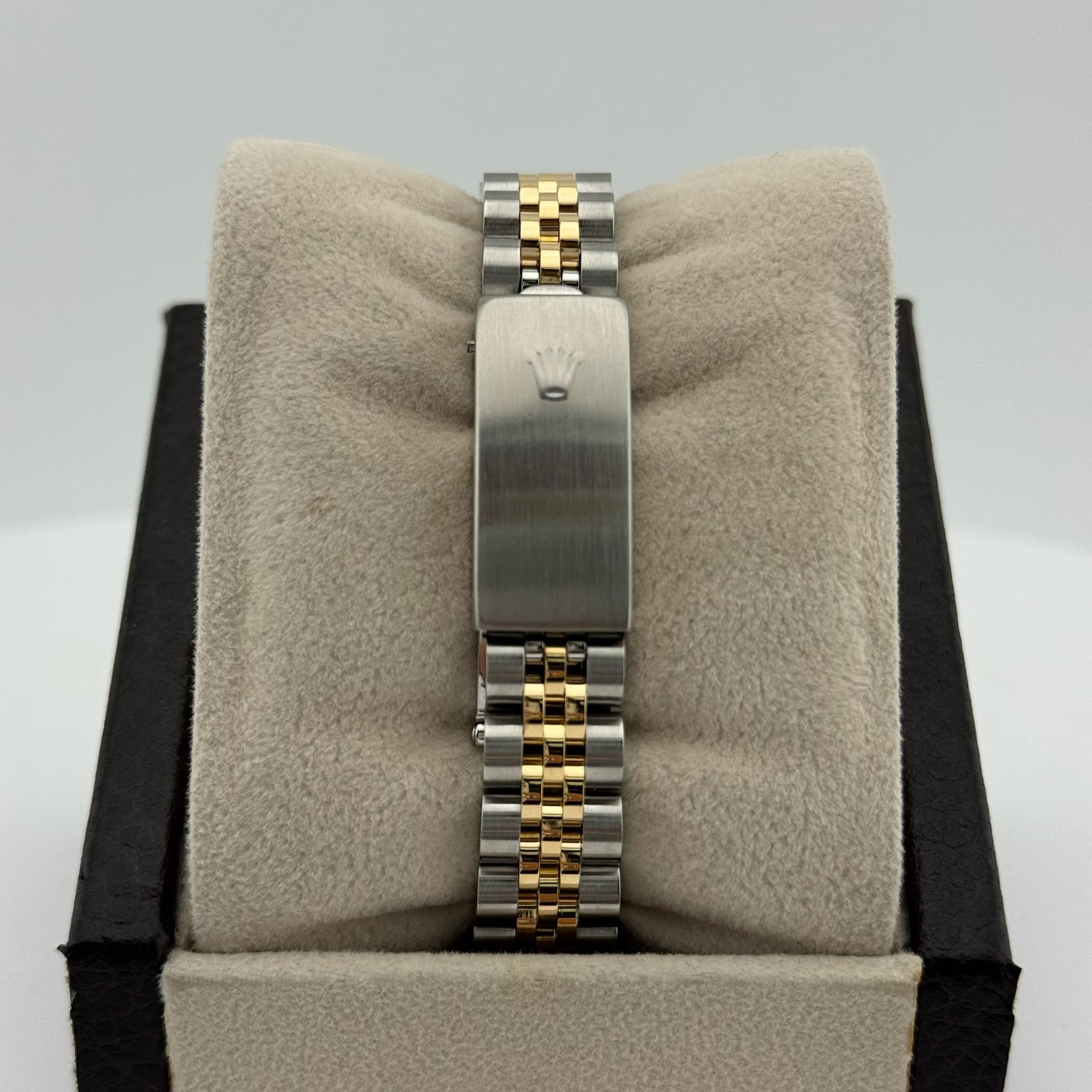 Taglio rotondo Rolex Lady Datejust 69173 lunetta smeraldo diamante quadrante acciaio oro 18 carati in vendita