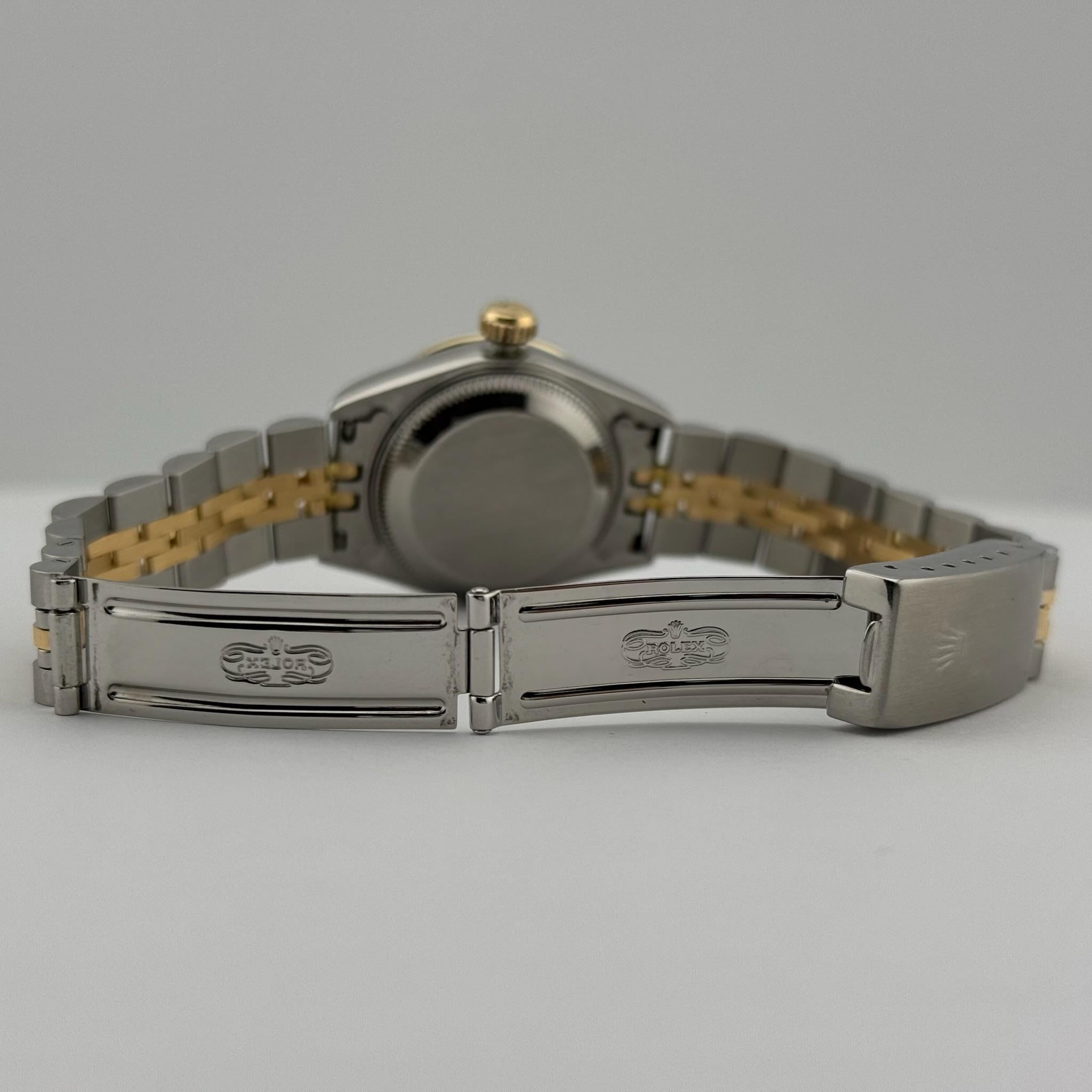 Rolex Lady Datejust 69173 lunetta smeraldo diamante quadrante acciaio oro 18 carati In condizioni ottime in vendita a San Diego, CA