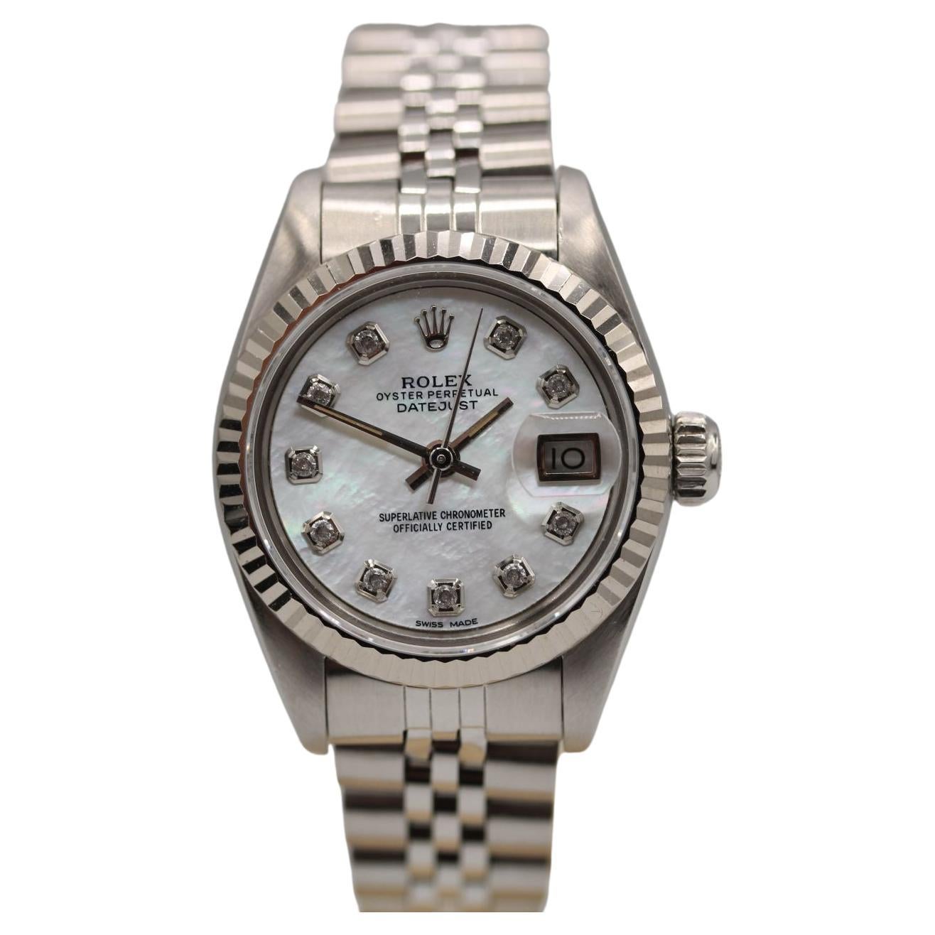 This beautiful Rolex Lady Datejust is presented in excellent condition accompanied with original Rolex papers dated April 1987. Also included is the original box along, swing tag, manuals as well as our 12-month warranty. 

This elegant piece