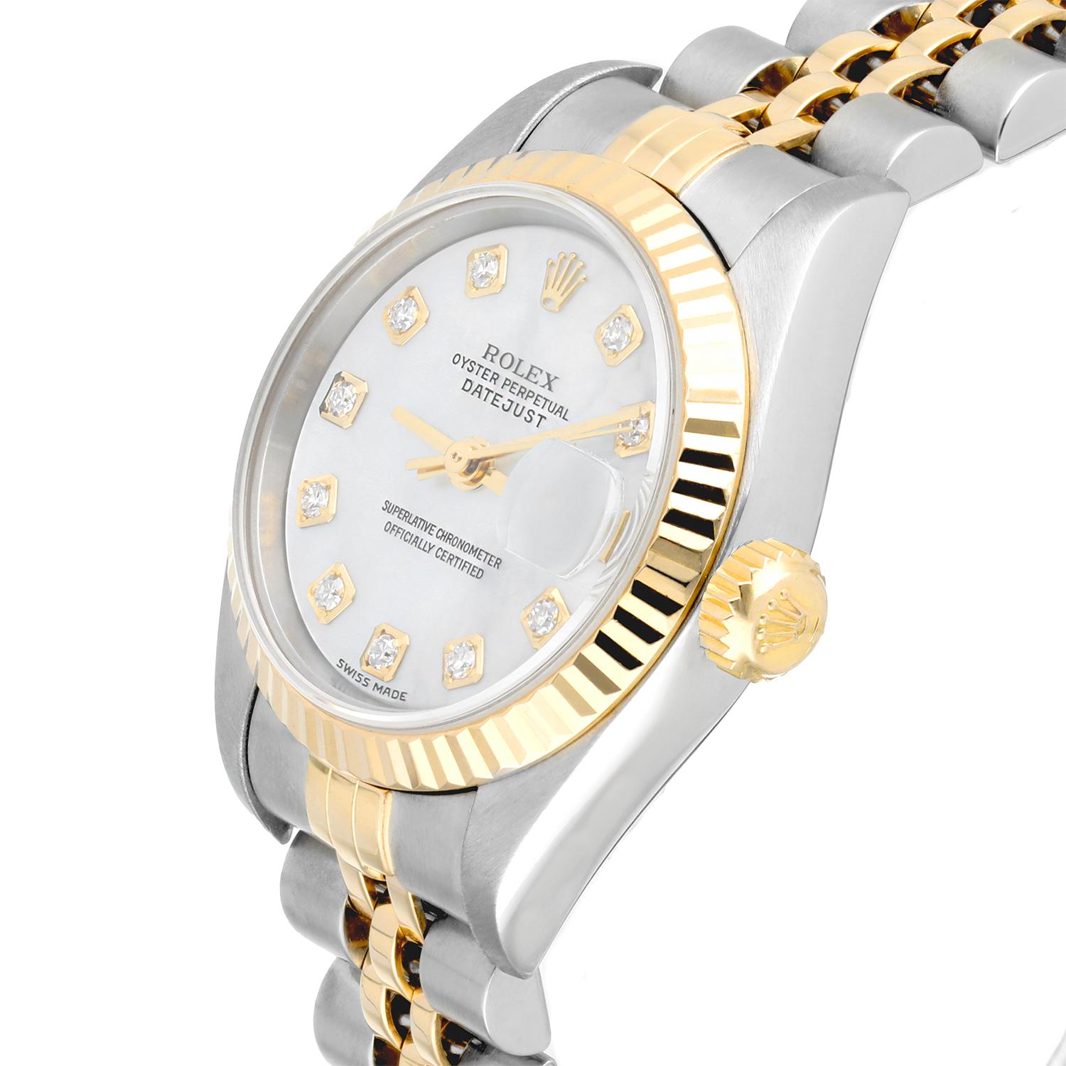 Rolex Lady-Datejust 79173  Montre en acier inoxydable et or jaune MOP Cadran diamant Pour femmes en vente