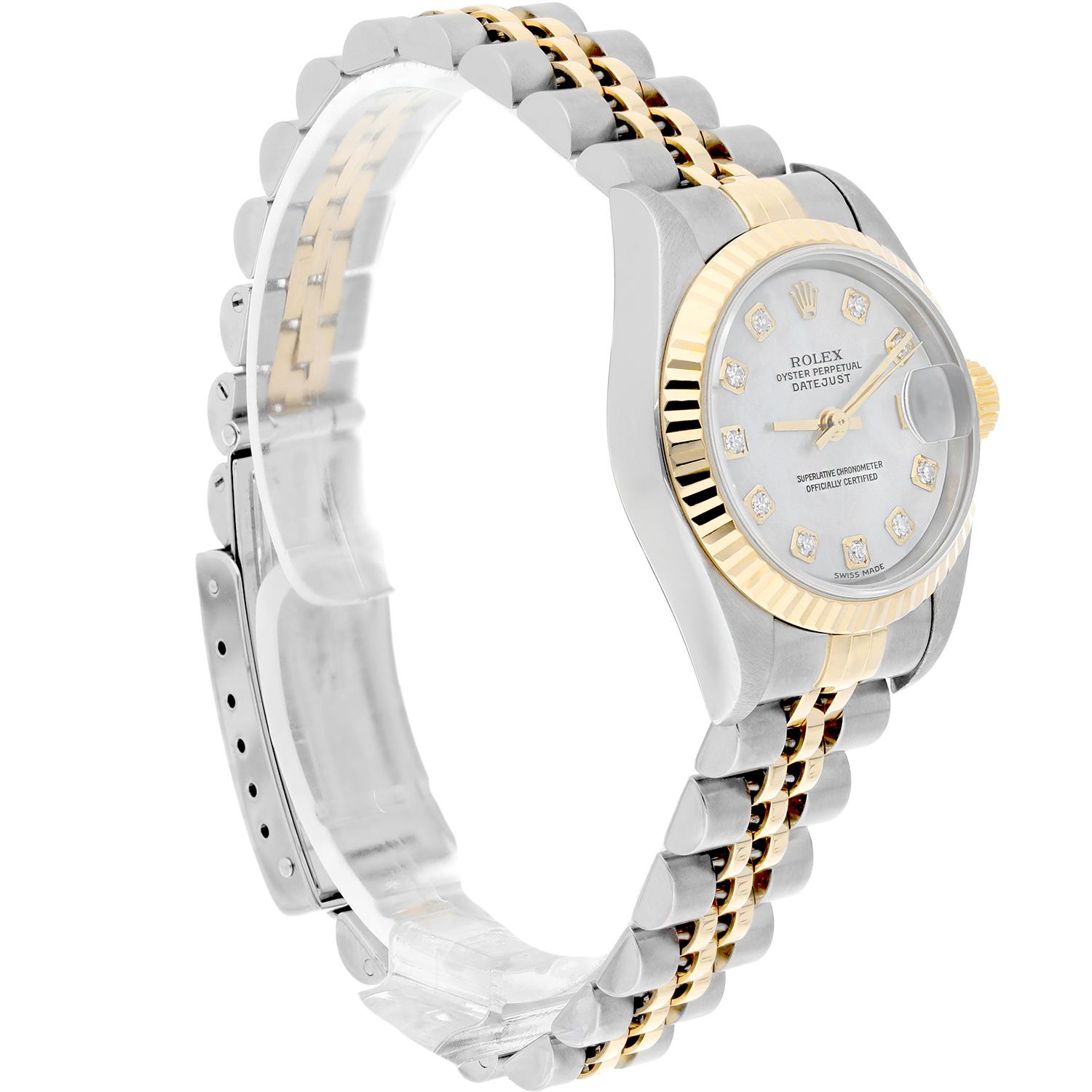 Rolex Lady-Datejust 79173  Montre en acier inoxydable et or jaune MOP Cadran diamant en vente 1