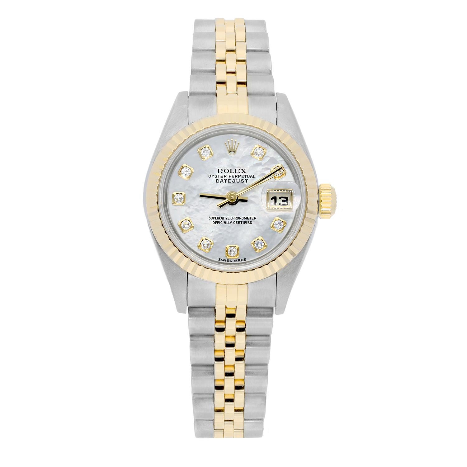 Rolex Lady-Datejust 79173  Stainless Steel & Yellow Gold Watch MOP Diamond Dial