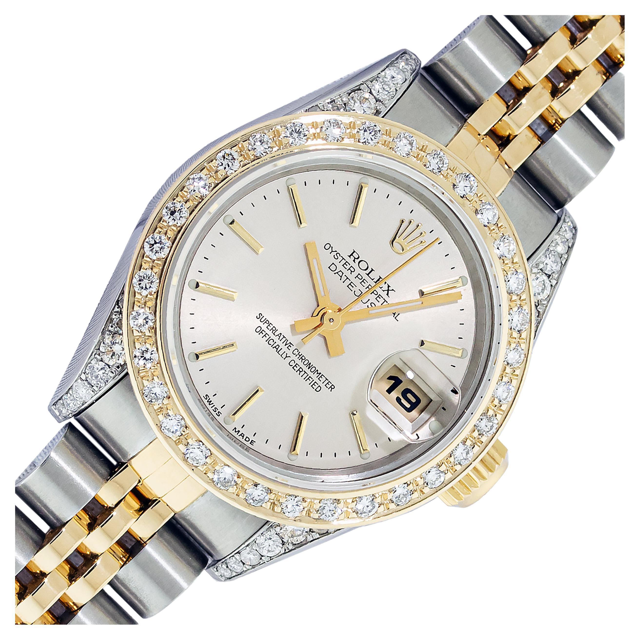 Rolex Lady Datejust 79173 Steel - 18K Gold Silver Index Diamond Bezel Wat