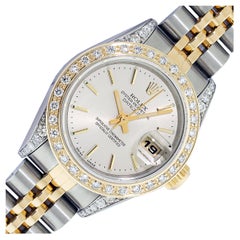 Rolex pour femme Datejust 79173 Acier - Or 18 carats Argent Index Diamant Bezel Wat