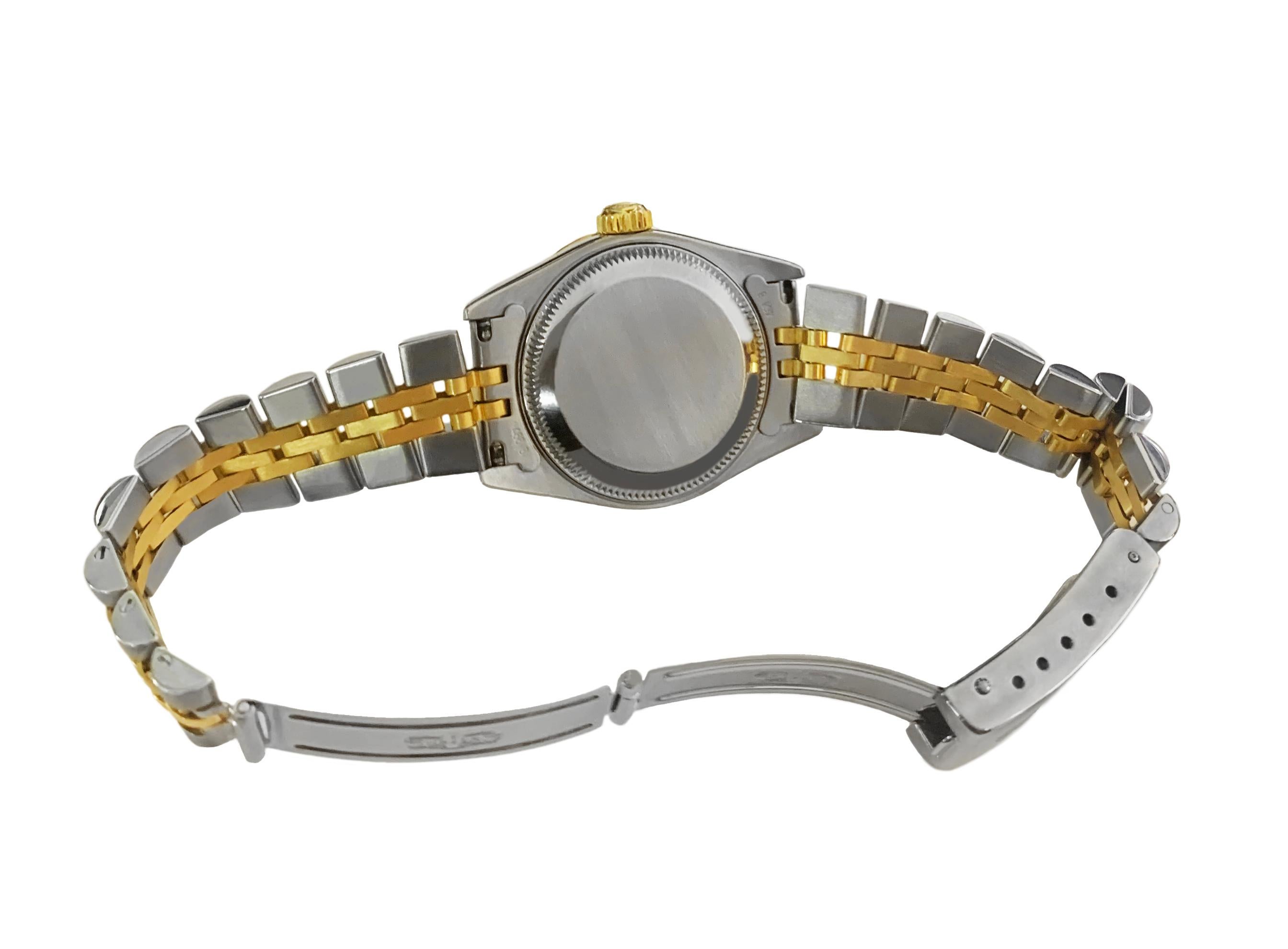 Rolex Lady-Datejust Diamant-Lünette-Uhr 69173 im Zustand „Hervorragend“ im Angebot in New York, NY