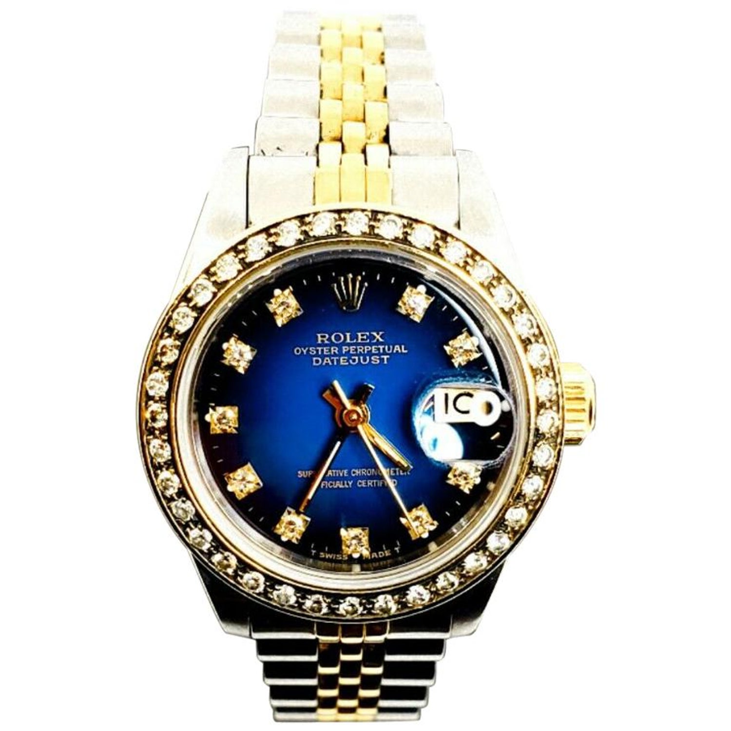Rolex Lady Datejust Diamond Dial Bezel Two Tone Ss And 18k Yellow Gold At 1stdibs