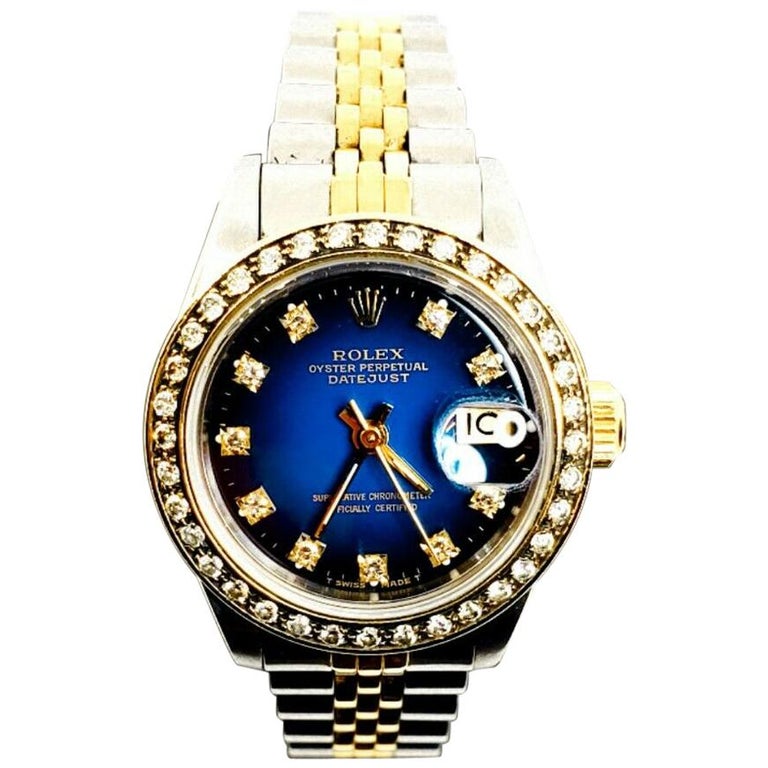 Rolex Lady Datejust Diamond Dial Bezel Two Tone Ss And 18k Yellow Gold At 1stdibs