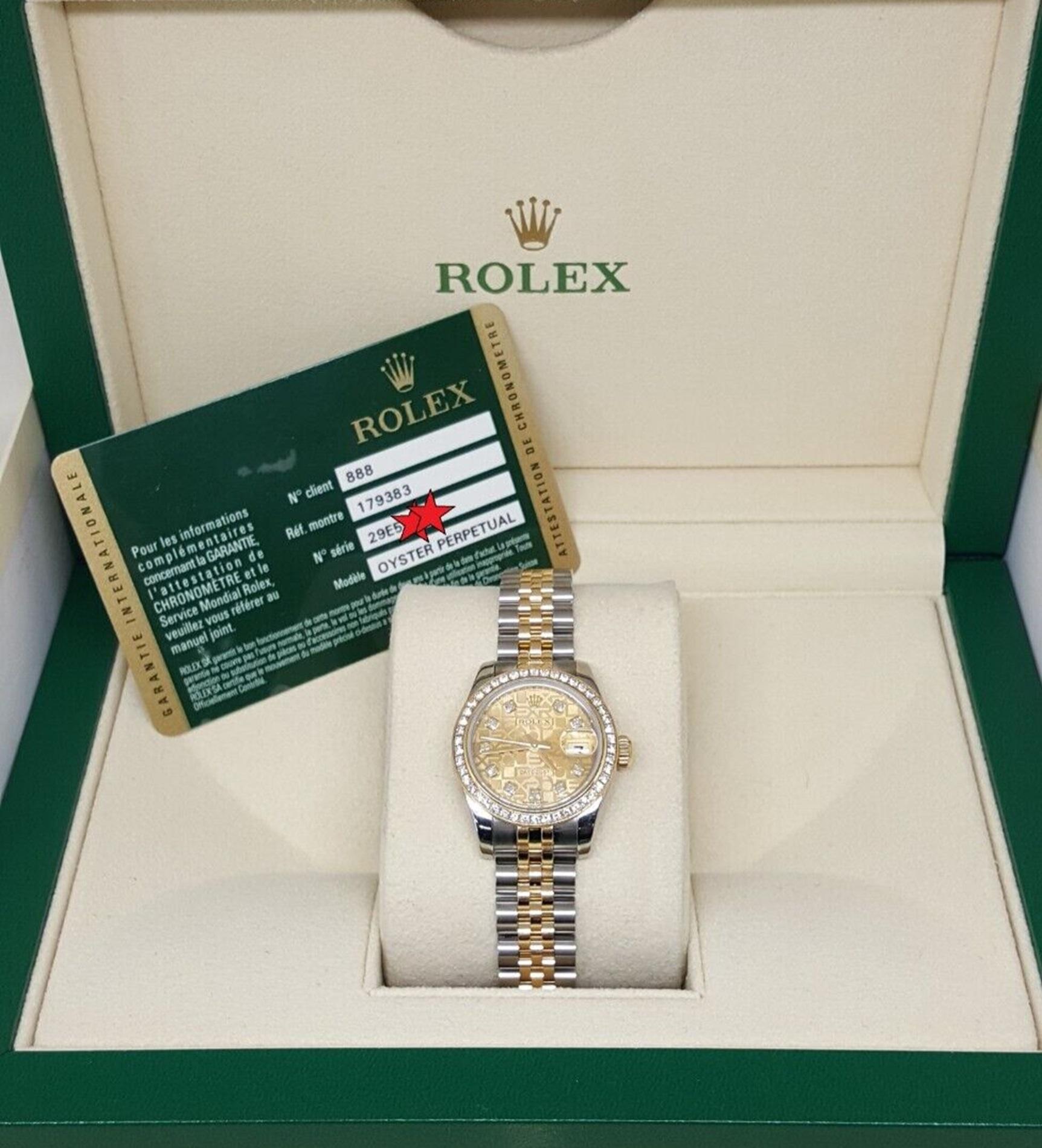 Rolex Lady DateJust Diamanten-Uhr im Zustand „Hervorragend“ im Angebot in Rome, IT