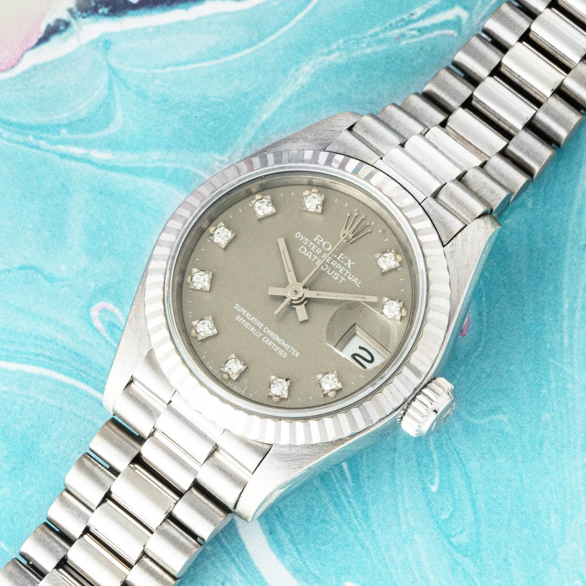 Rolex Lady Datejust Cadran gris à diamants 26mm 69179 en vente 3