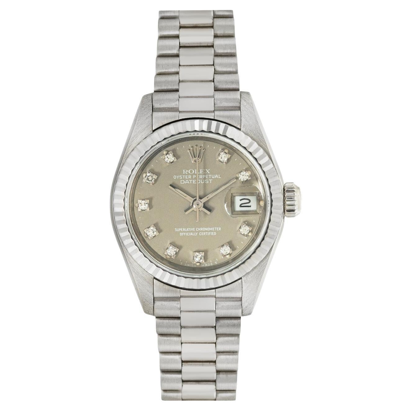 Rolex Lady Datejust Cadran gris à diamants 26mm 69179 en vente
