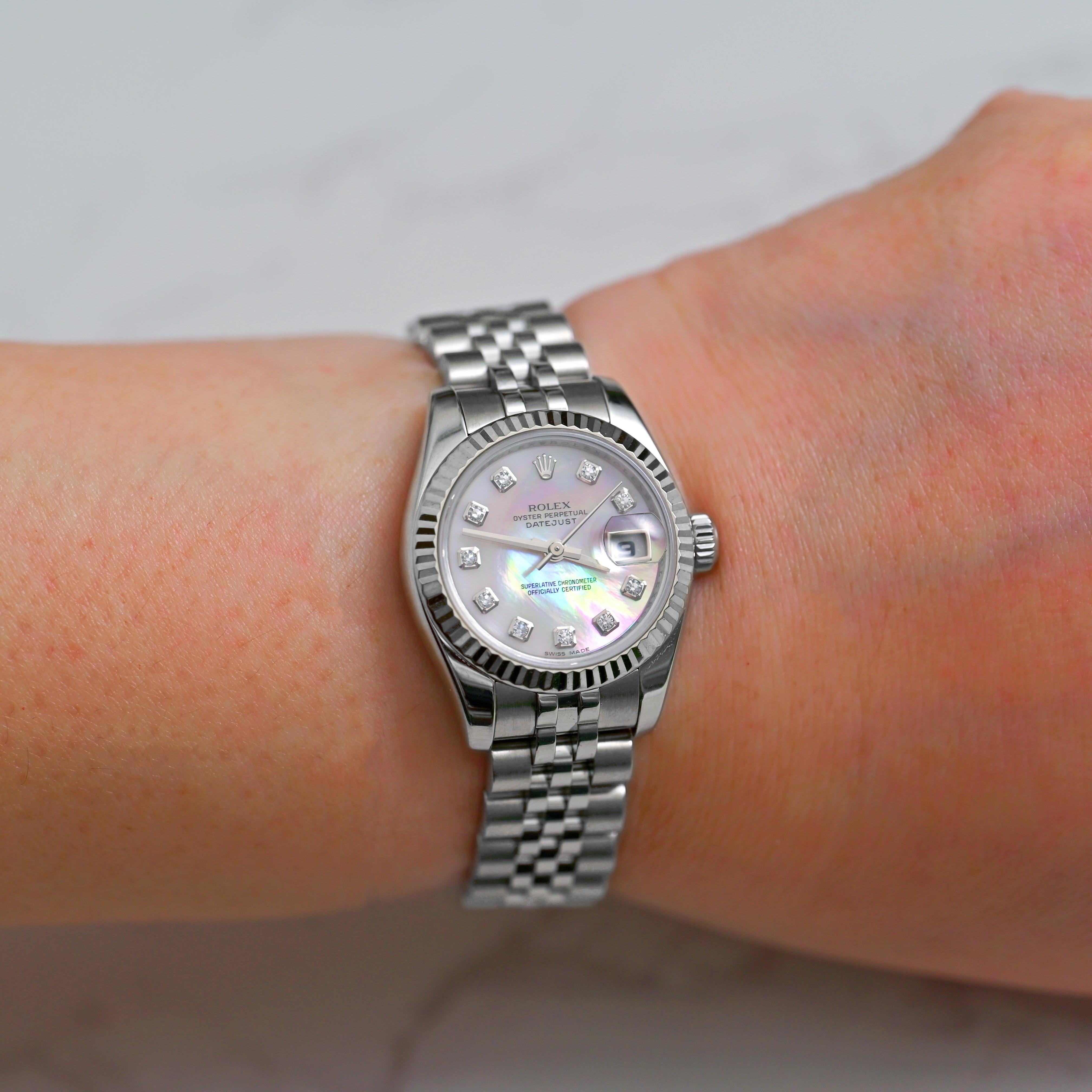 Rolex Lady Datejust MOP Dial Diamond Indexes 179174, 2005 For Sale 8