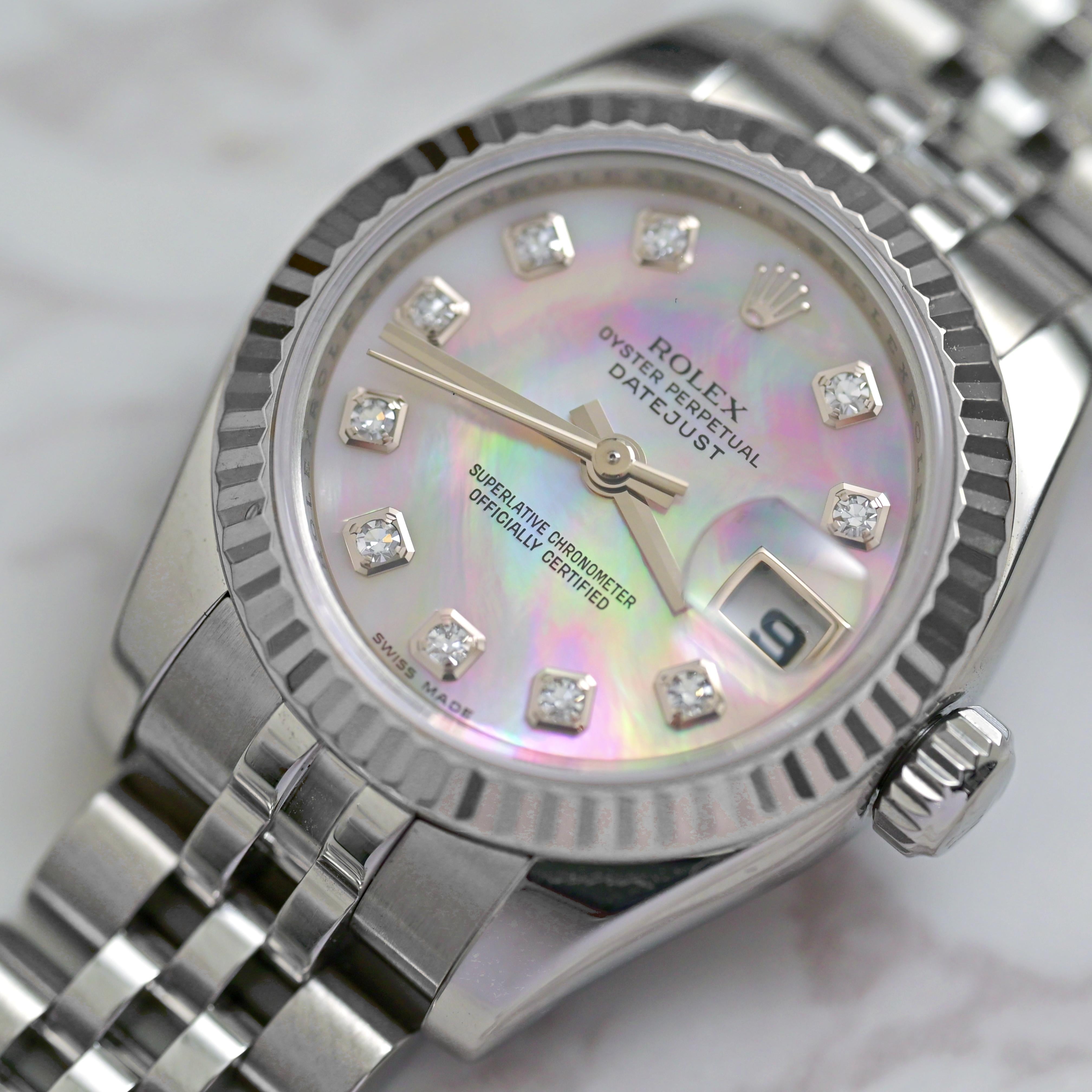 Rolex Lady Datejust MOP Dial Diamond Indexes 179174, 2005 For Sale 3