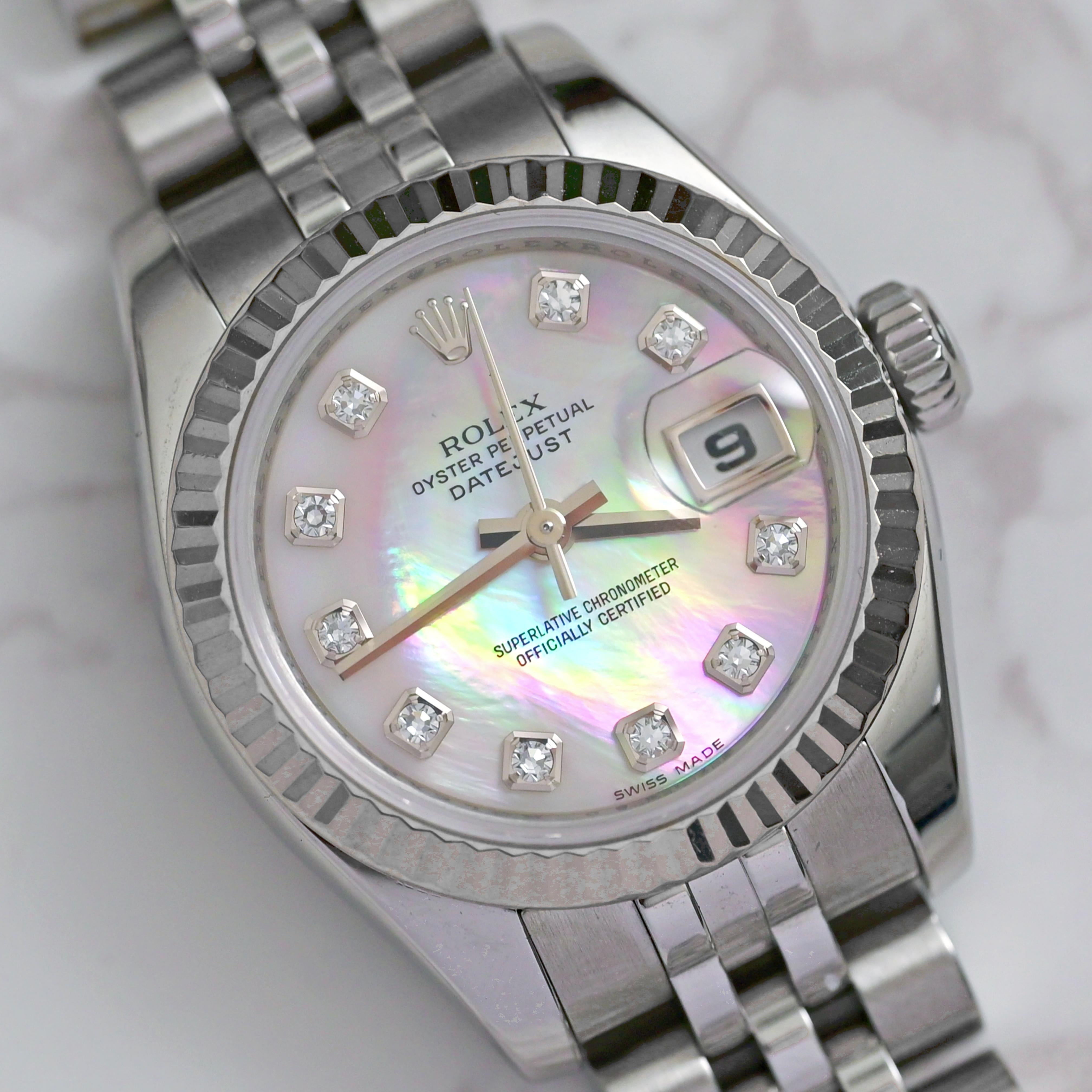 Rolex Lady Datejust MOP Dial Diamond Indexes 179174, 2005 For Sale 4