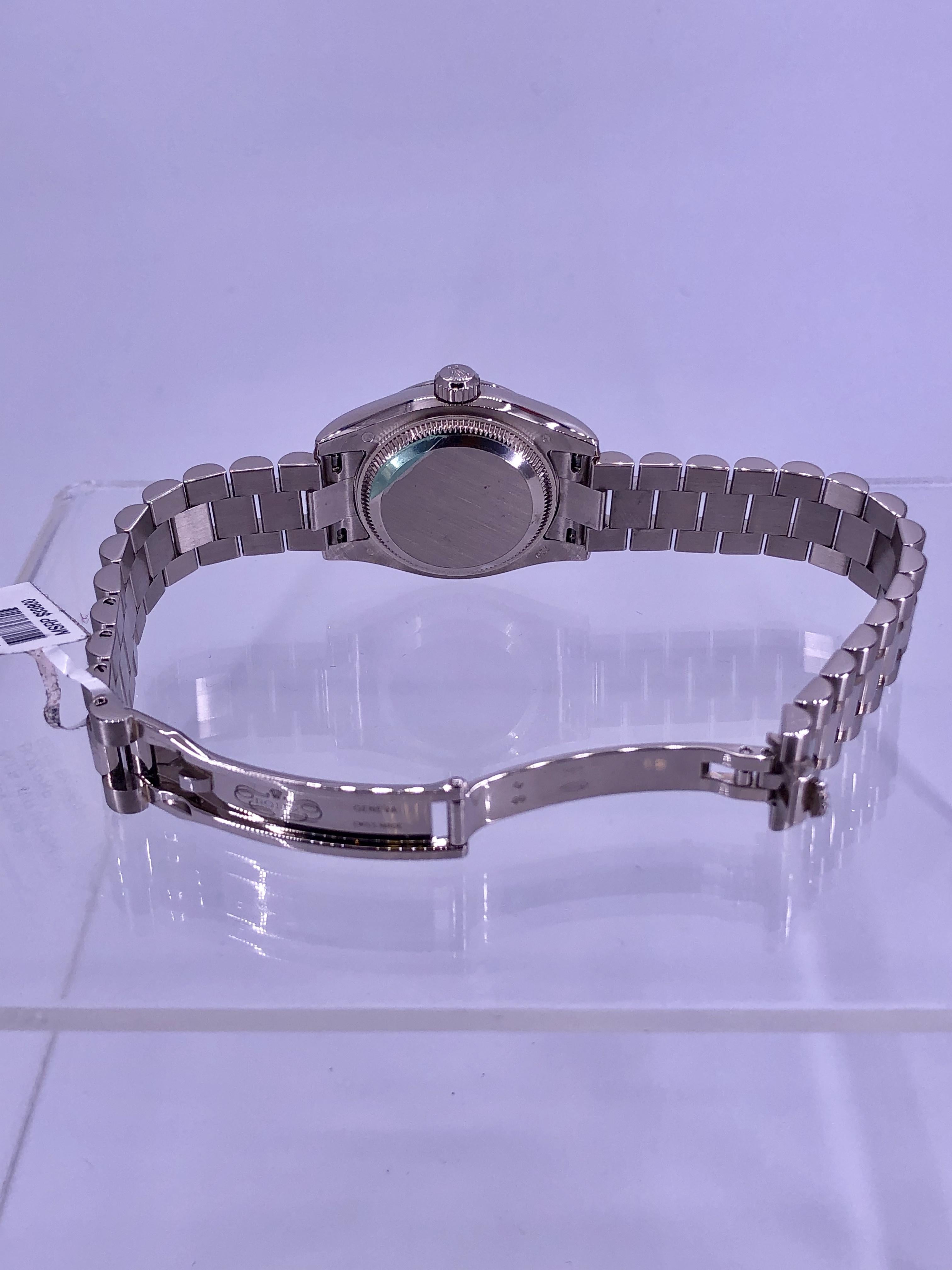 Rolex Lady-Datejust NEW White Gold Mother of Pearl with Diamonds For Sale 2