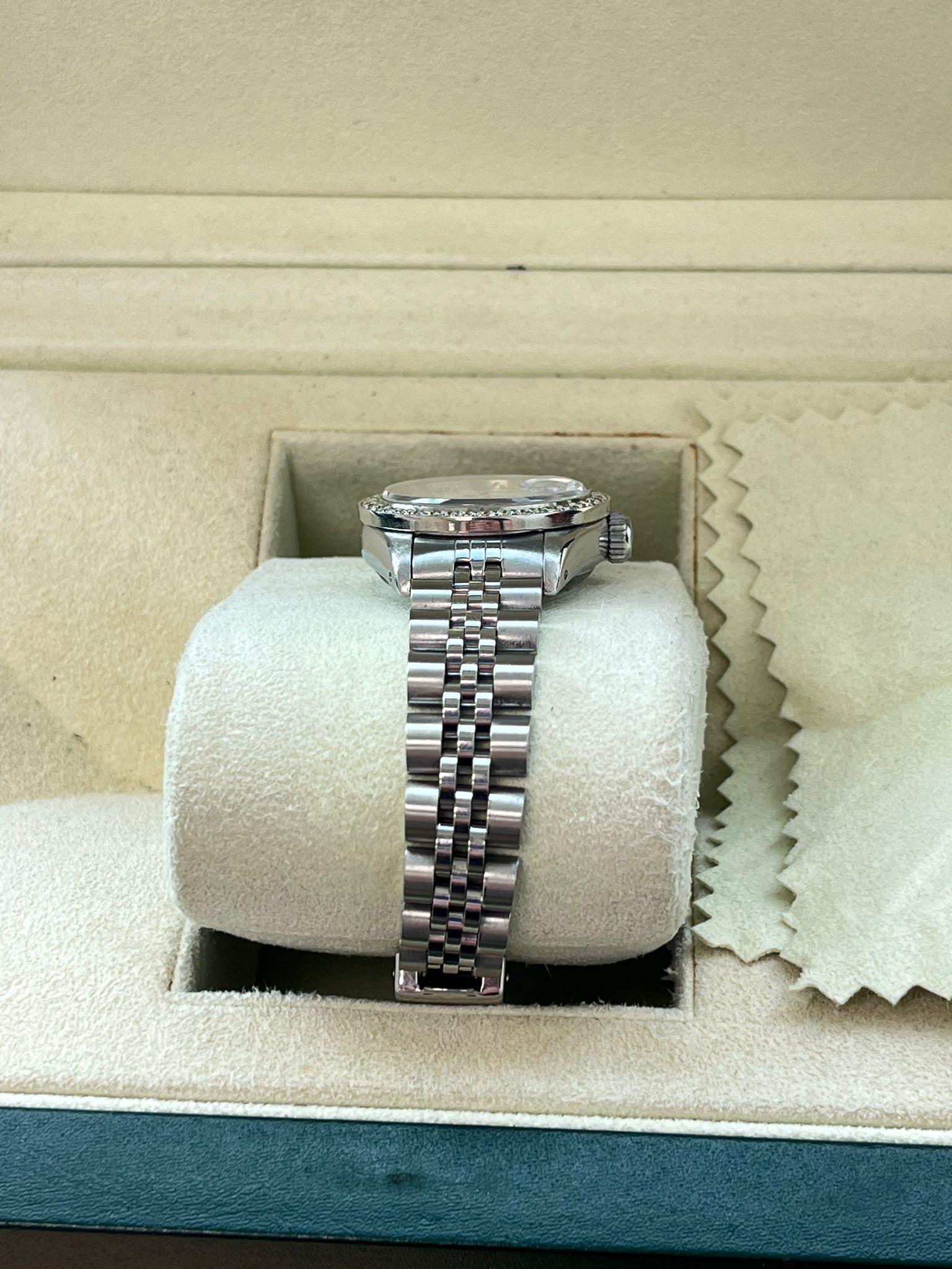 Rolex Lady-Datejust Oyster Perpetual 26mm Steel MOP Diamond Dial & Bezel 69160 For Sale 4