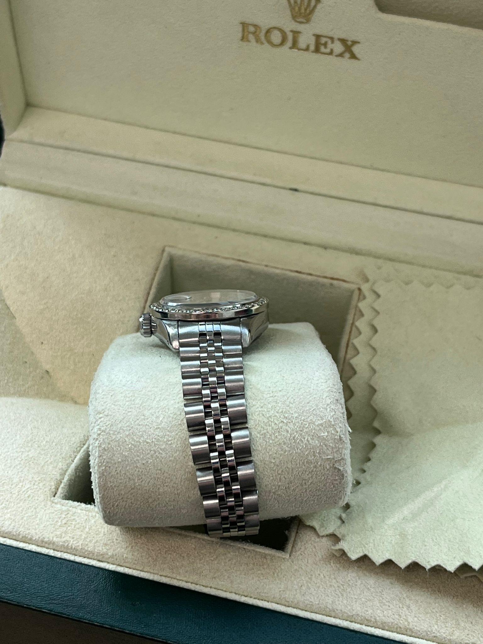 Rolex Lady-Datejust Oyster Perpetual 26mm Steel MOP Diamond Dial & Bezel 69160 For Sale 3