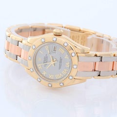 Rolex Ladies Yellow Gold Diamond Lady Datejust Pearlmaster Automatic Wristwatch