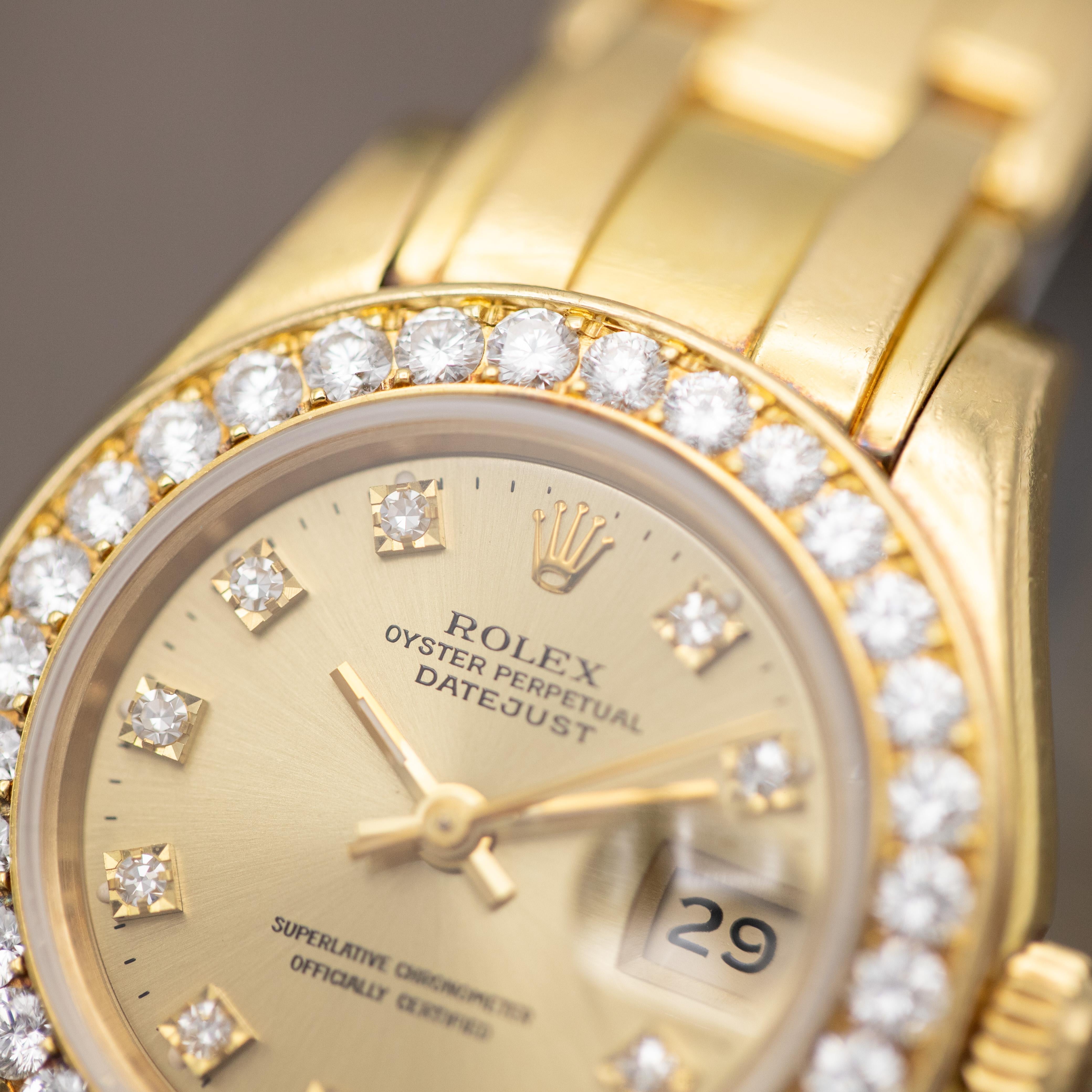 Rolex Lady Datejust Pearlmaster Damenuhr - Factory Diamanten im Zustand „Gut“ im Angebot in Antwerp, BE