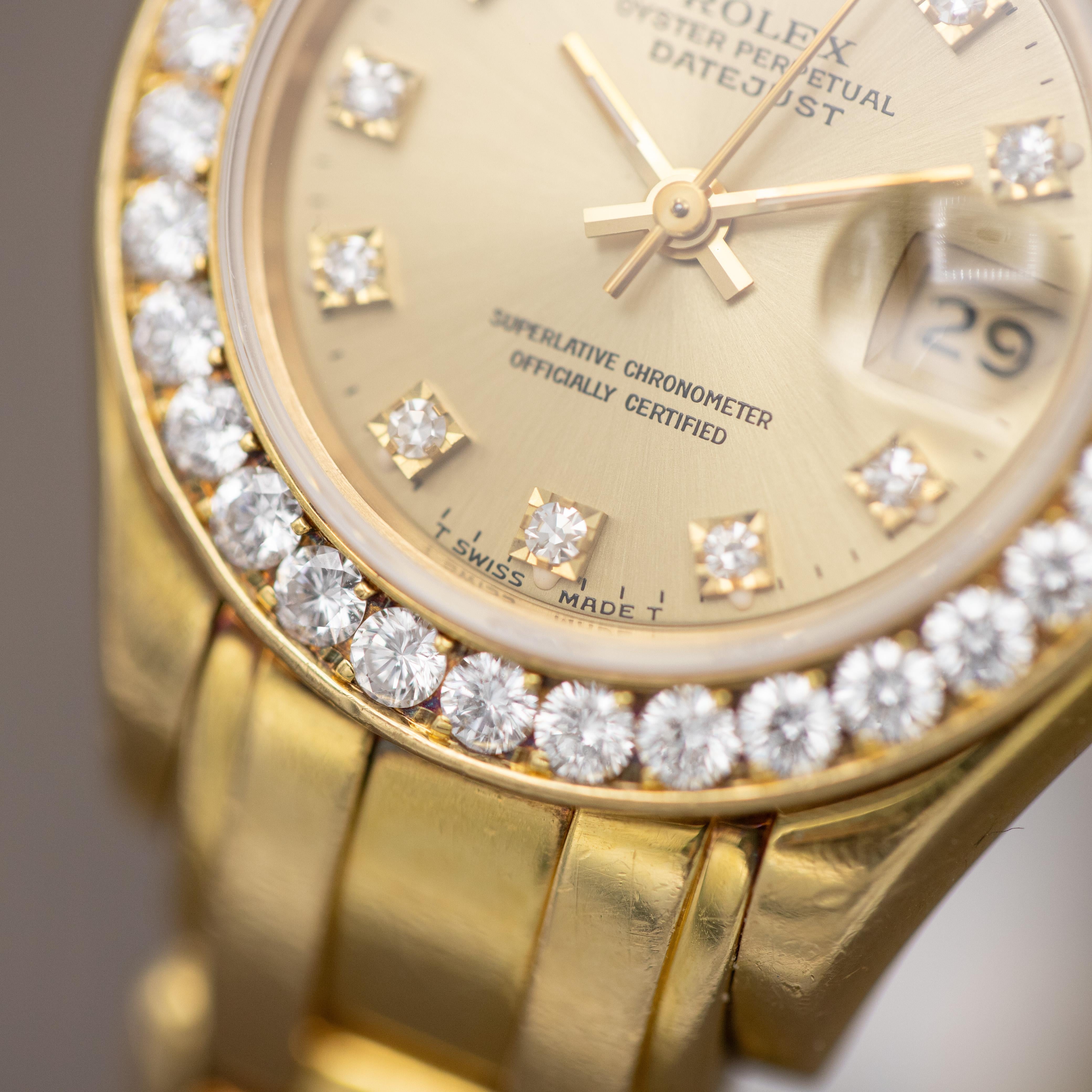 Rolex Lady Datejust Pearlmaster Damenuhr - Factory Diamanten im Angebot 1