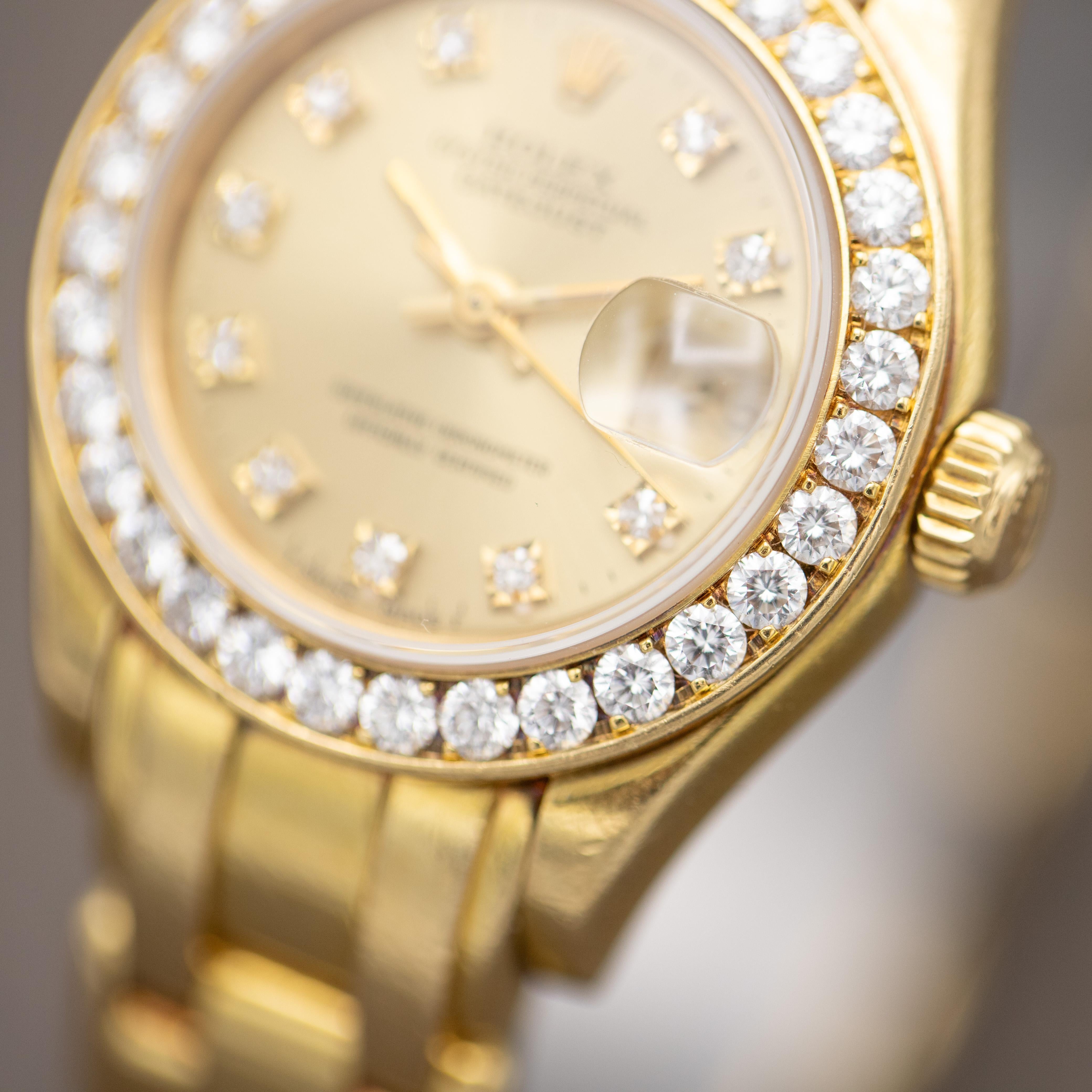 Rolex Lady Datejust Pearlmaster Damenuhr - Factory Diamanten im Angebot 2