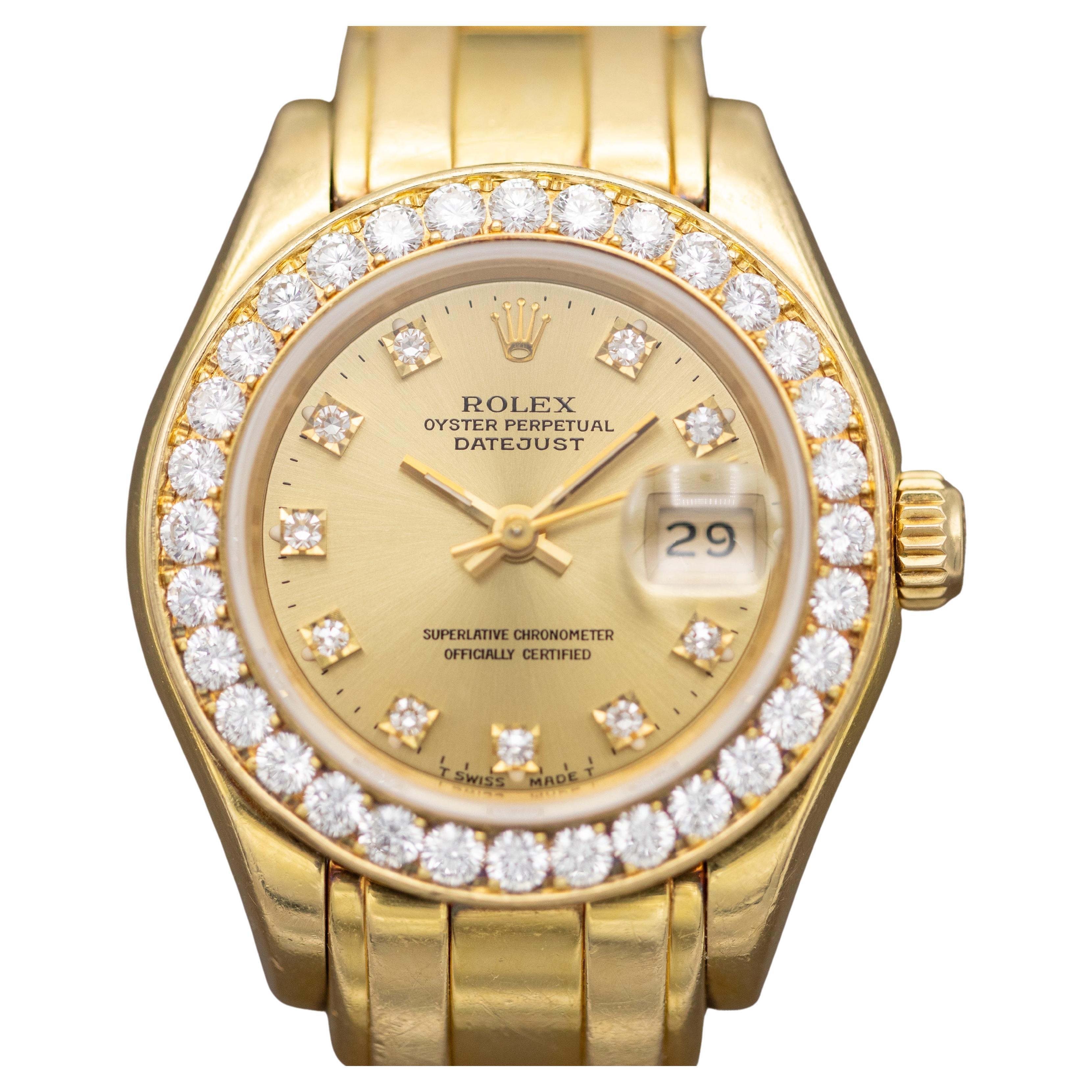 Rolex Lady Datejust Pearlmaster Damenuhr - Factory Diamanten im Angebot