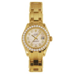 Rolex Lady-Datejust Pearlmaster Yellow Gold with Diamond Bezel Watch 80298