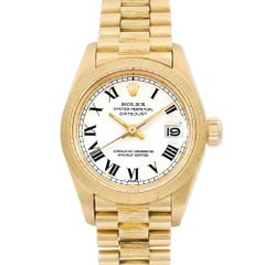 Rolex Lady Datejust President 18K Yellow Gold White Dial Ladies Watch 6927