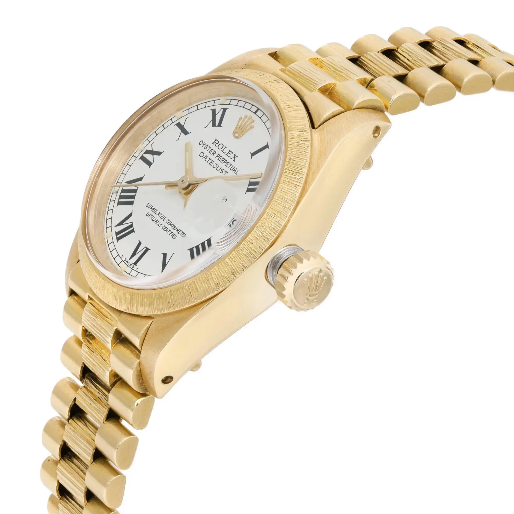 Rolex Lady Datejust President 18K Oro Amarillo Esfera Blanca Reloj Señora 6927 en Bueno estado para la venta en New York, NY