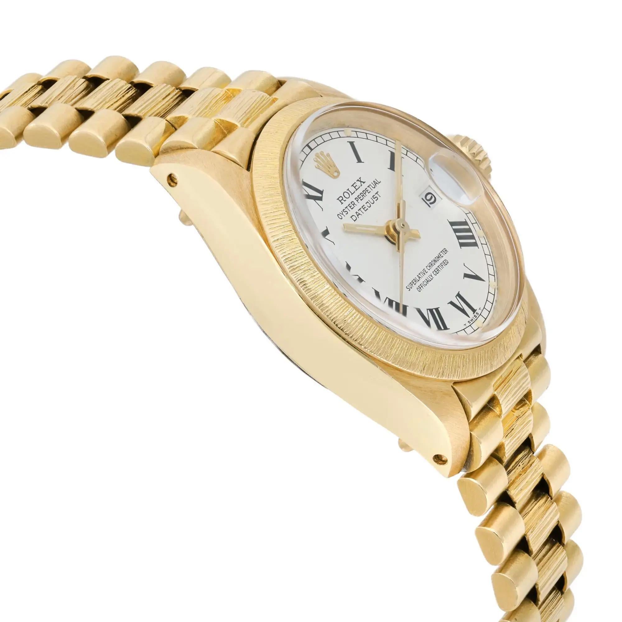 De las mujeres Rolex Lady Datejust President 18K Oro Amarillo Esfera Blanca Reloj Señora 6927 en venta