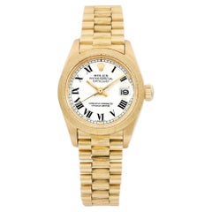 Rolex Lady Datejust President 18K Gelbgold Weißes Zifferblatt Damenuhr 6927