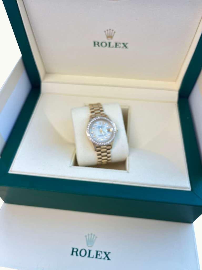 Rolex Lady-Datejust President Or jaune MOP Cadran Diamant Lunette Montre 69178 Pour femmes en vente