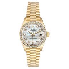Rolex Lady-Datejust President Or jaune MOP Cadran Diamant Lunette Montre 69178