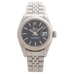 Rolex Lady Datejust ref 69174. Cassa 26', lunetta in oro bianco, quadrante nero lucido....