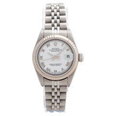 Used Rolex Lady Datejust Ref 79174, 18k White Gold Fluted Bezel, Box & Papers