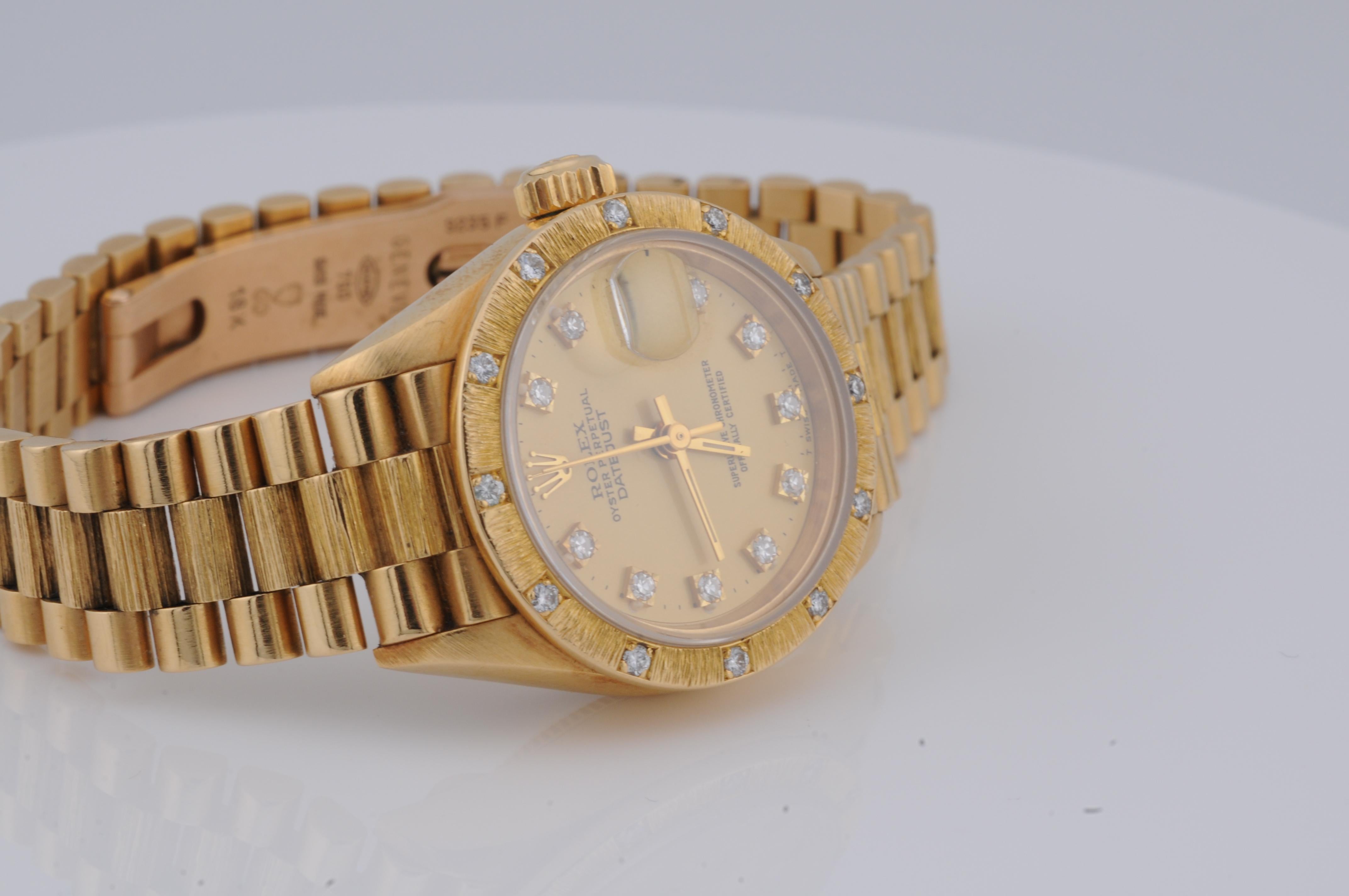 Rolex Lady-Datejust, ref:69288, in 18k yellow gold diamond For Sale 4