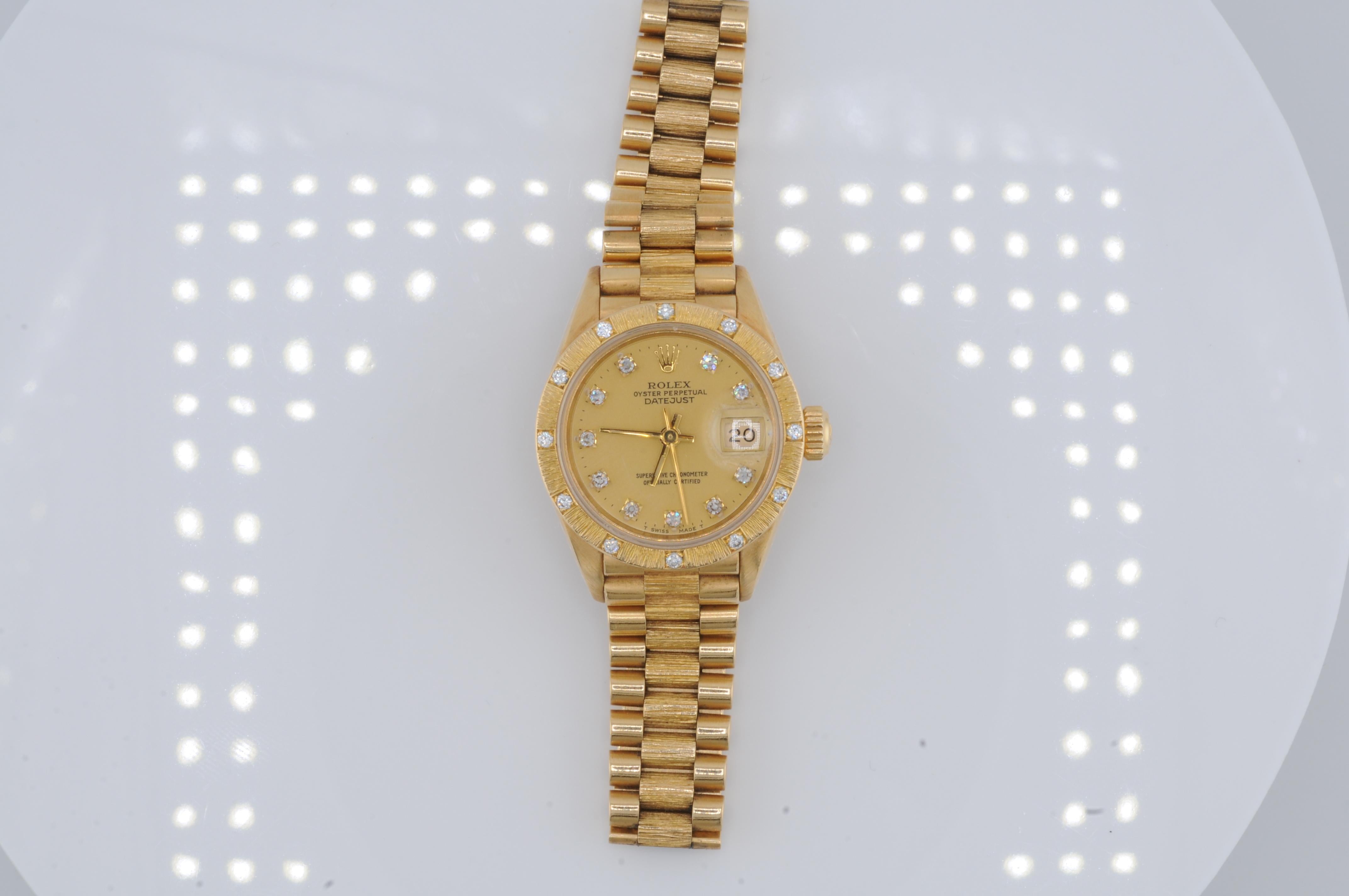 Rolex Lady-Datejust, ref:69288, in 18k yellow gold diamond For Sale 9