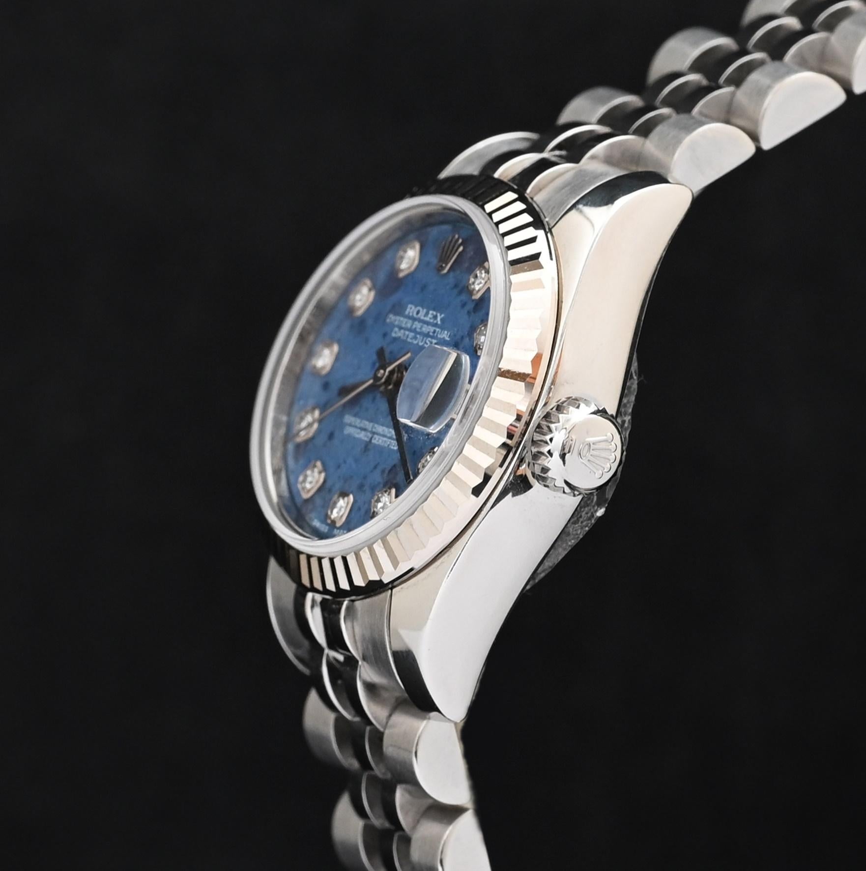 Women's Rolex Lady Datejust Sodalite Stone Dial Diamond Indexes 179174 w/Card, 2014
