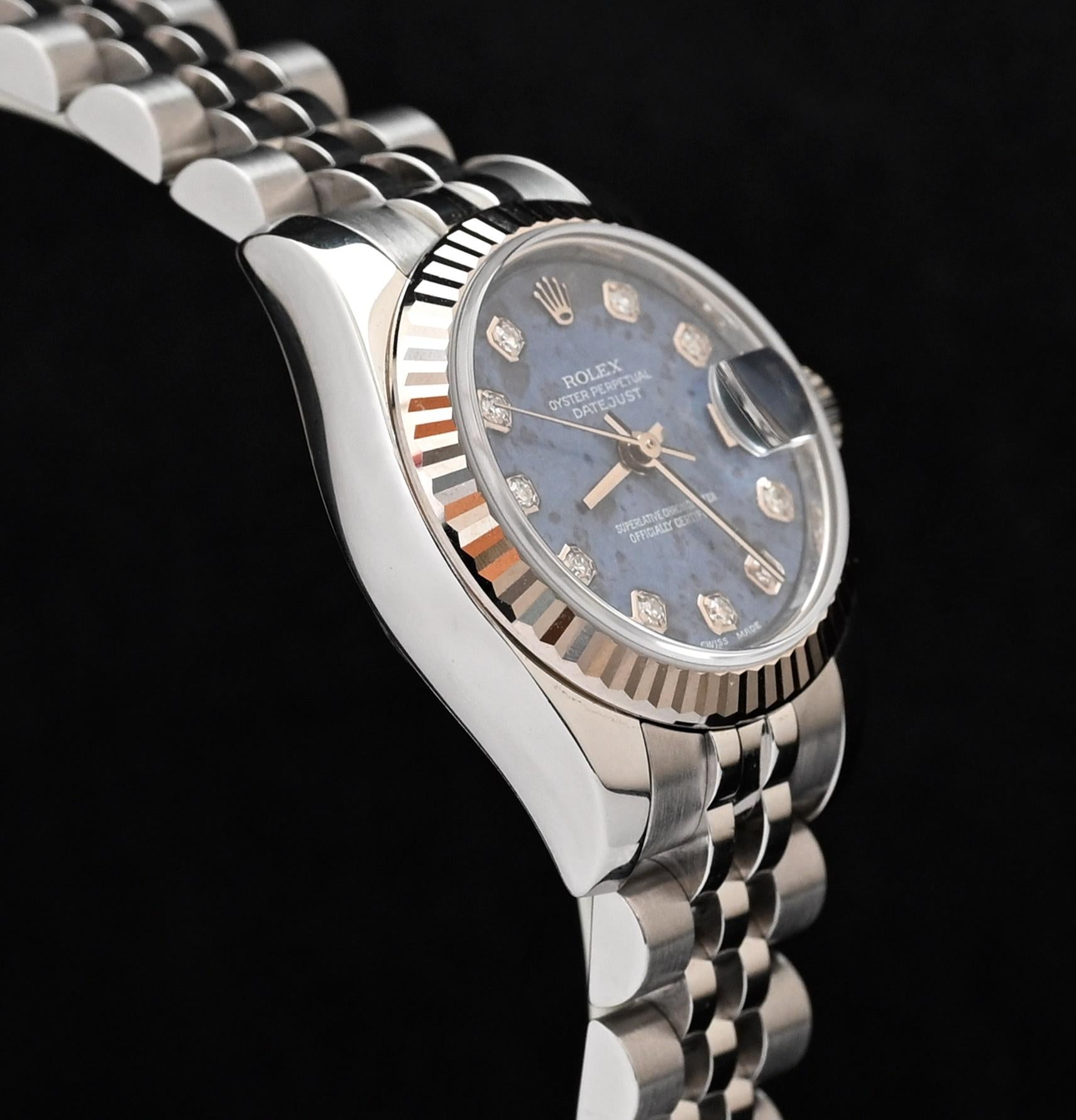 Rolex Lady Datejust Sodalite Stone Dial Diamond Indexes 179174 w/Card, 2014 1