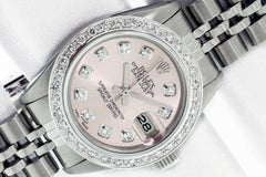 Rolex Lady Datejust Steel and 18k Gold with Pink Diamond Watch and Diamond Bezel