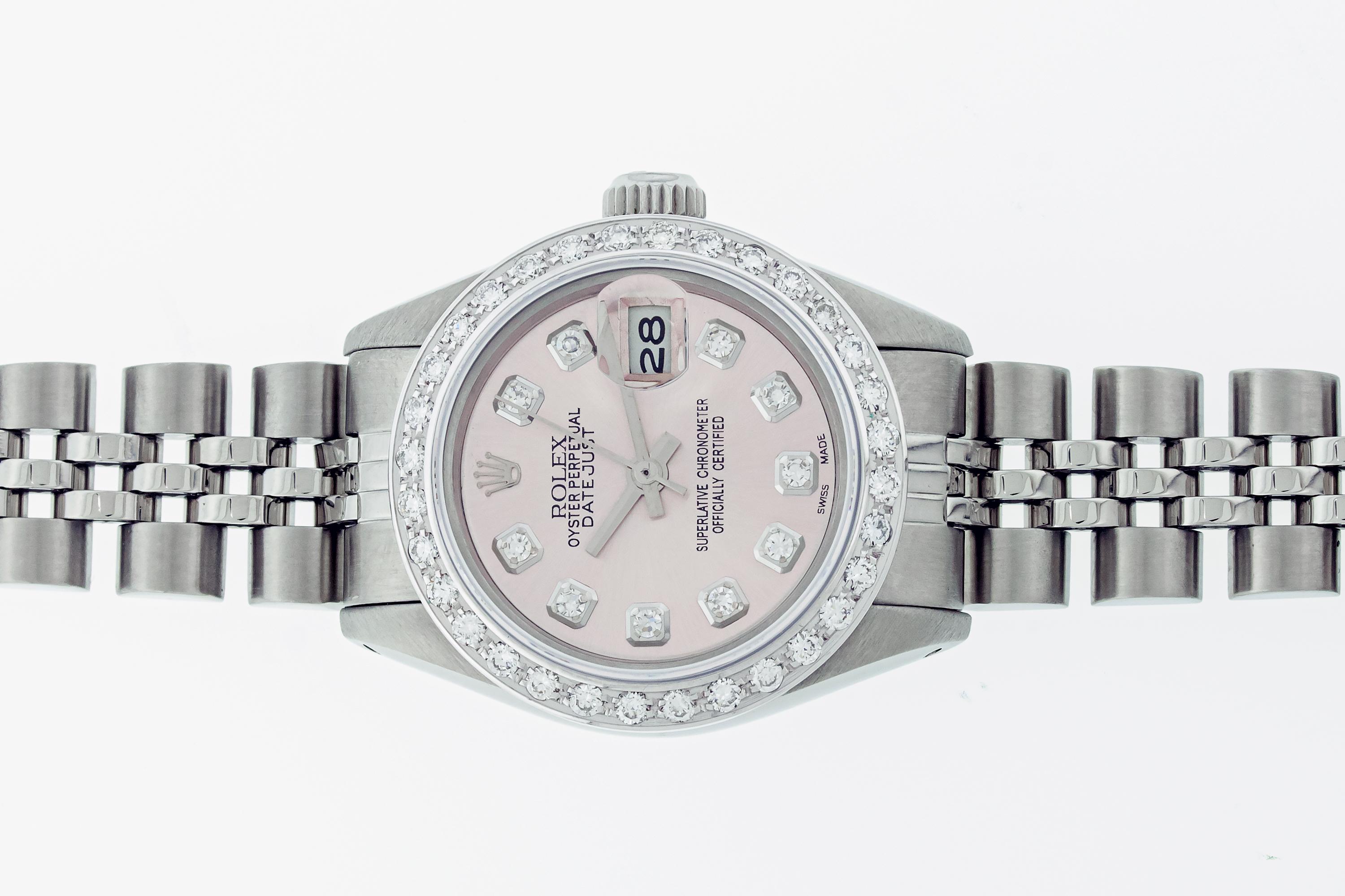 Rolex Lady Datejust Steel and 18k Gold with Pink Diamond Watch and Diamond Bezel 1
