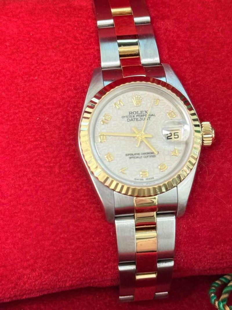 Rolex Lady-Datejust Steel Yellow Gold Ivory Anniversary Dial Oyster Watch 79173 For Sale 5