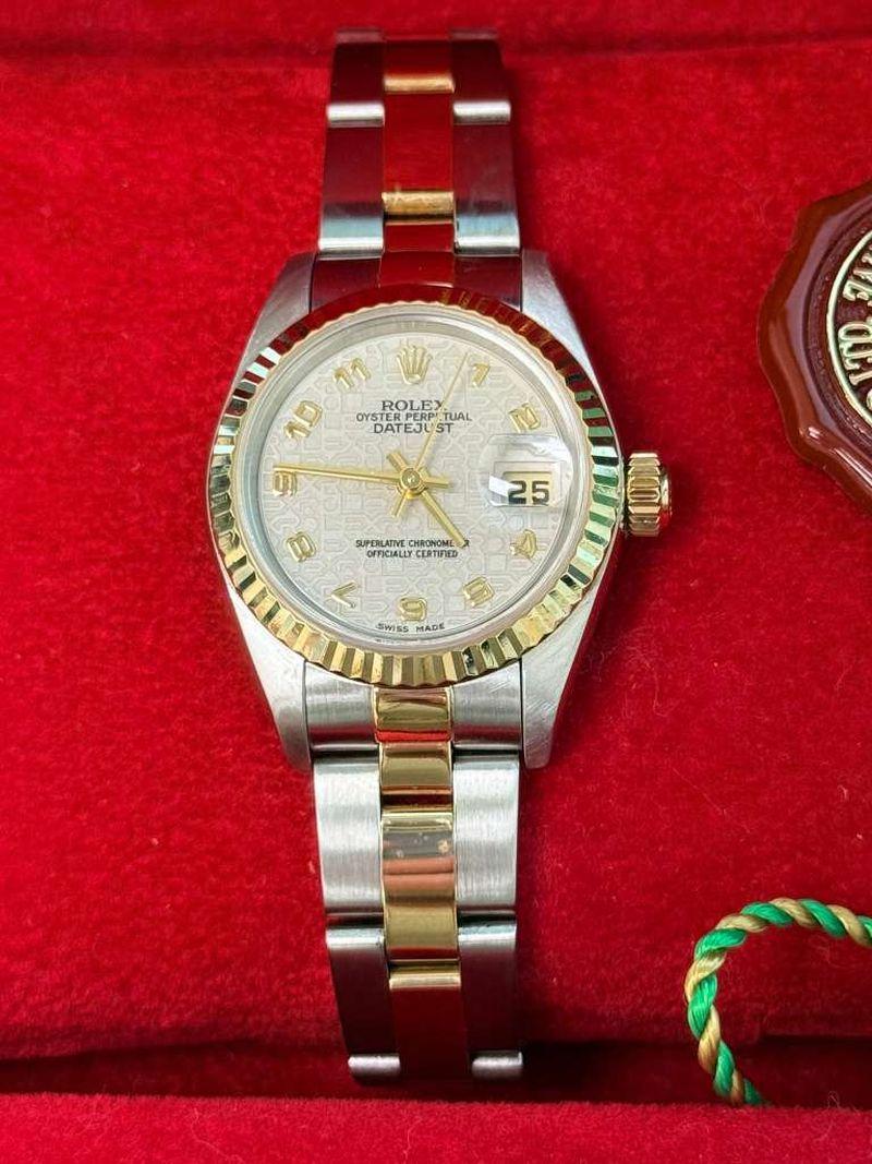 Women's Rolex Lady-Datejust Steel Yellow Gold Ivory Anniversary Dial Oyster Watch 79173 For Sale