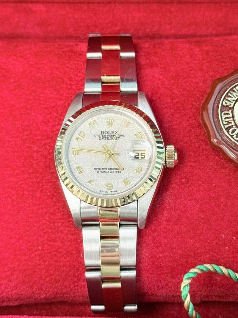 Rolex Lady-Datejust Steel Yellow Gold Ivory Anniversary Dial Oyster Watch 79173 For Sale 1