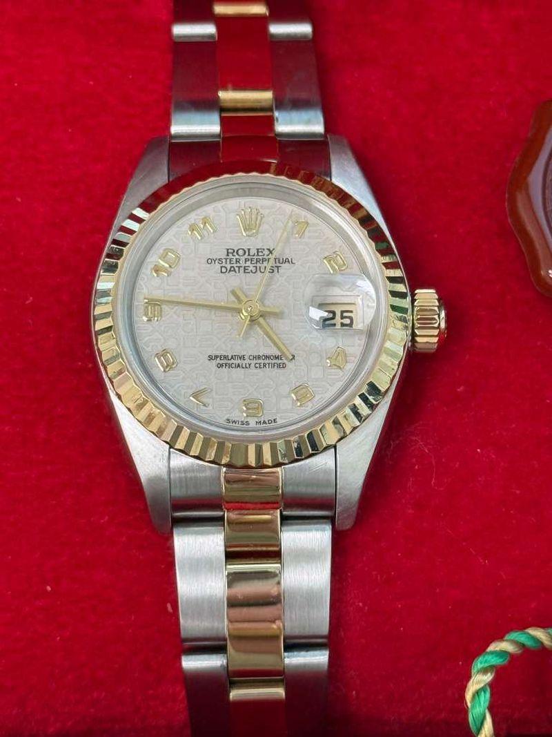 Rolex Lady-Datejust Steel Yellow Gold Ivory Anniversary Dial Oyster Watch 79173 For Sale 3