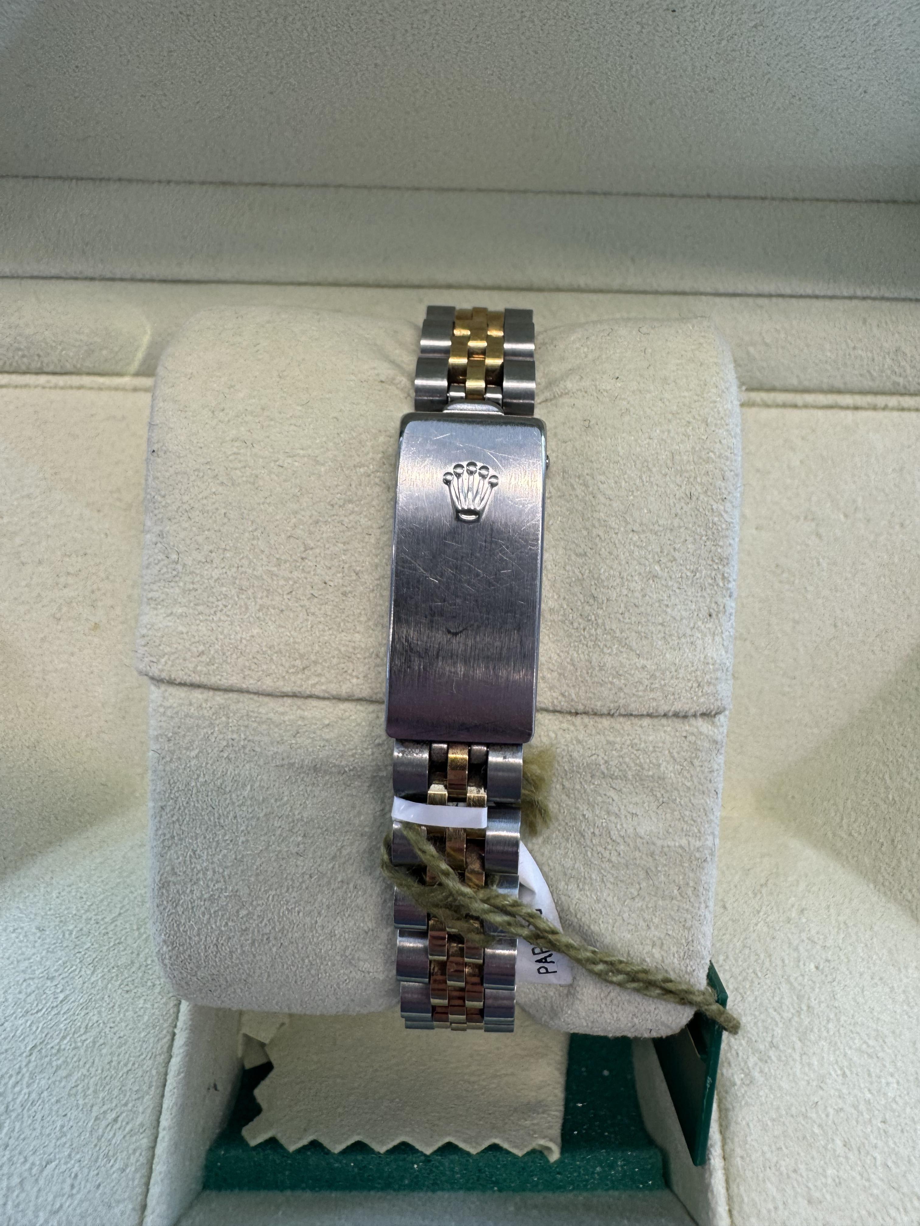 Rolex Lady-Datejust Two Tone White Dial Roman Numerals In Good Condition For Sale In BEVERLY HILLS, CA