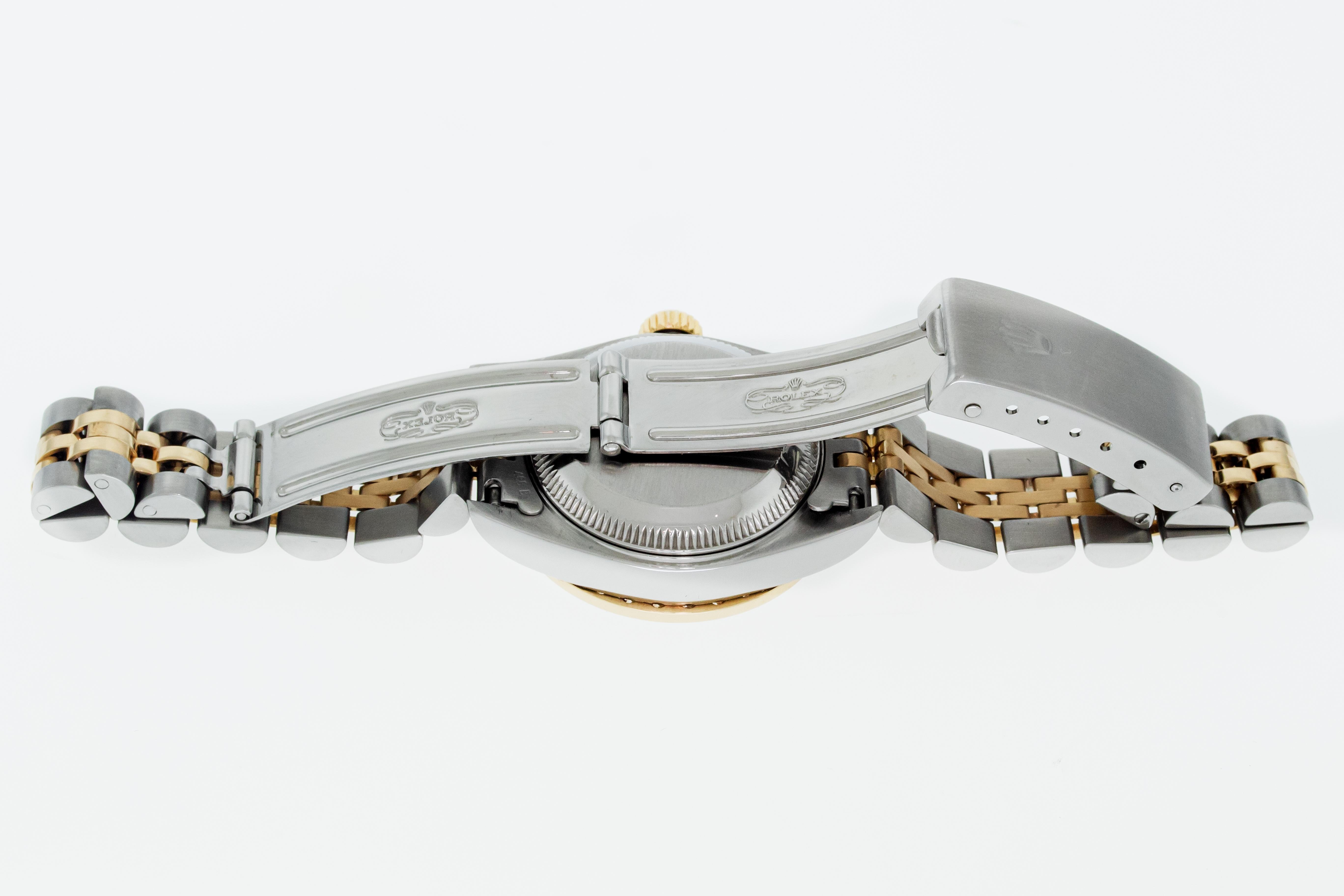 Women's Rolex Lady Datejust Watch 79173 Steel - 18K Gold Index Diamond Bezel Watch For Sale